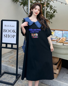 Loose slim T-shirt Korean style long dress for women