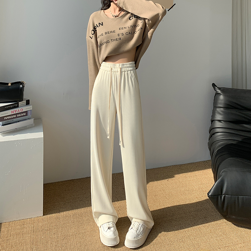 High waist black pants spring and autumn wide leg pants