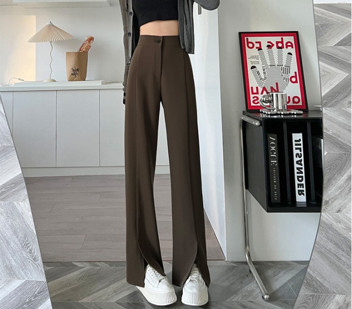 Split drape wide leg pants lengthen black suit pants