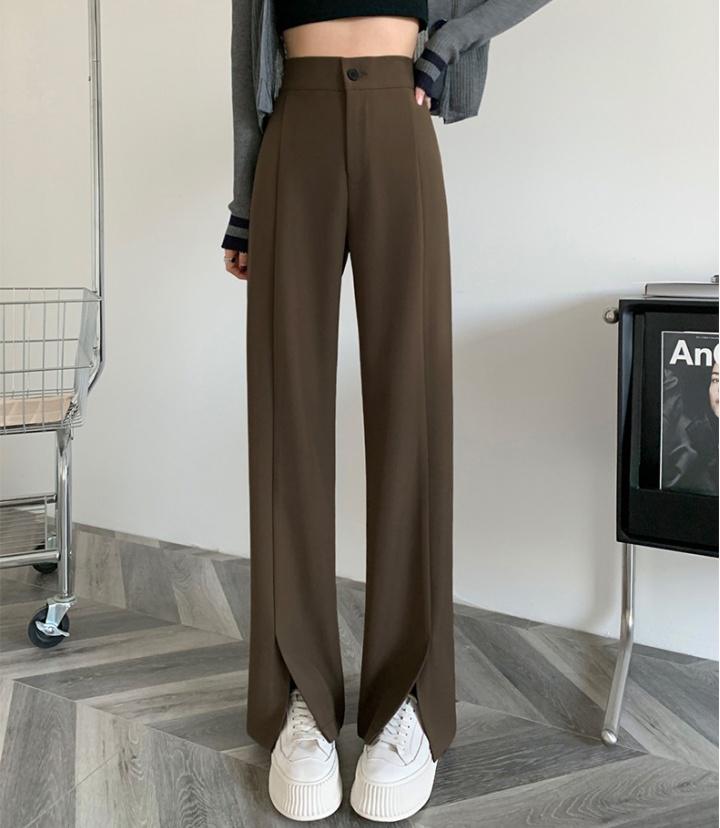 Split drape wide leg pants lengthen black suit pants