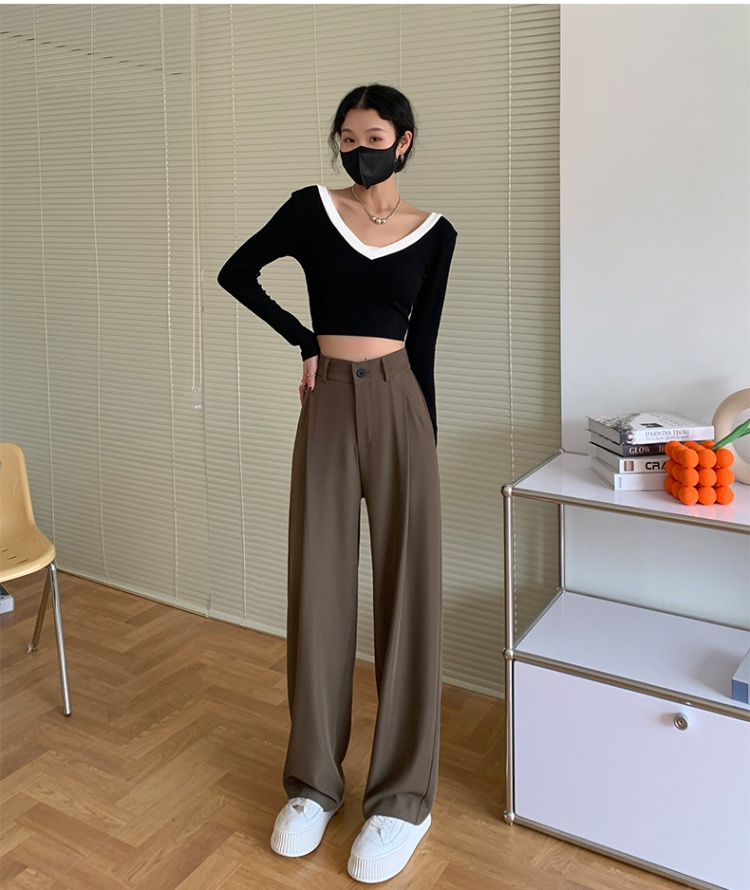 Straight wide leg pants suit pants for women