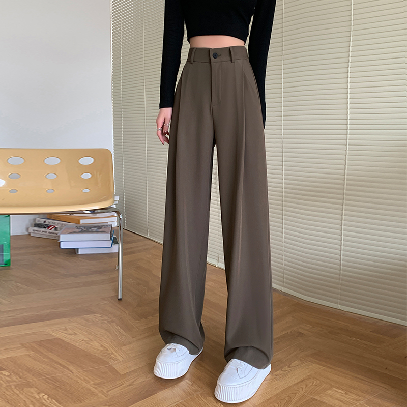 Straight wide leg pants suit pants for women