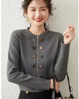 Buckle fashion Casual short round neck complex coat