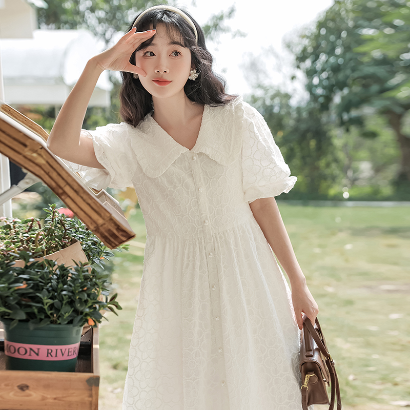 White student dress doll collar France style long dress for women