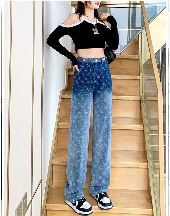 High waist jeans wide leg pants for women