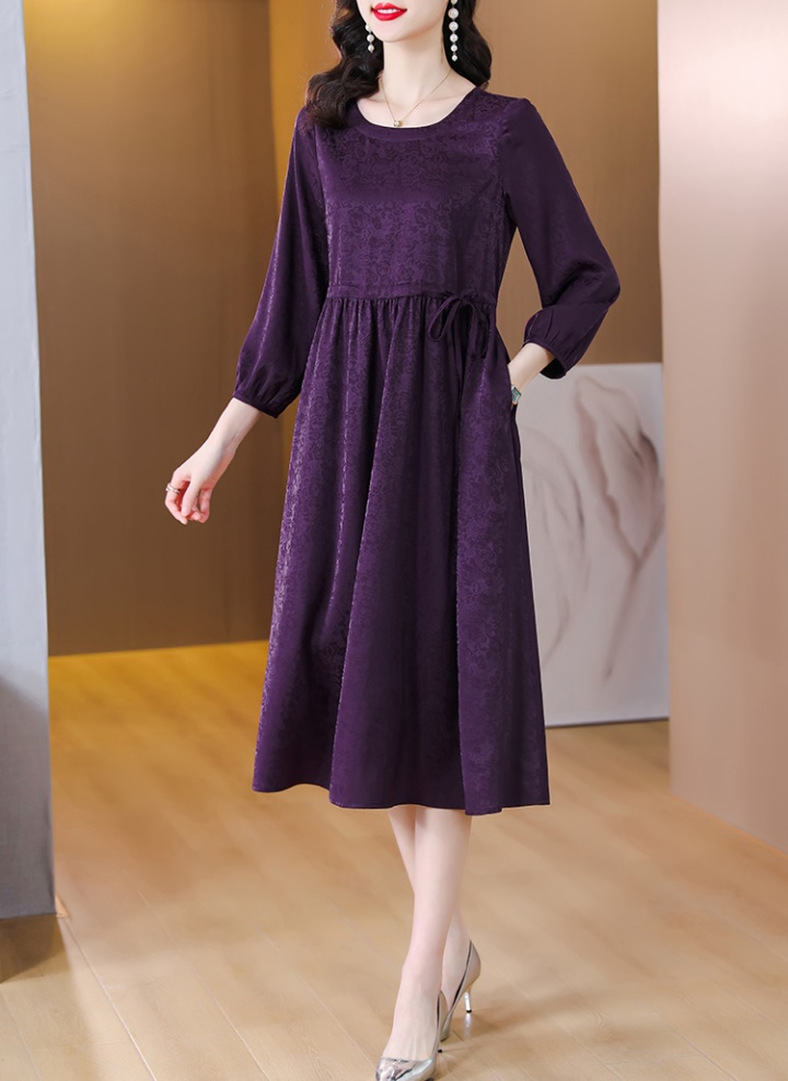 Large yard spring dress middle-aged purple long dress