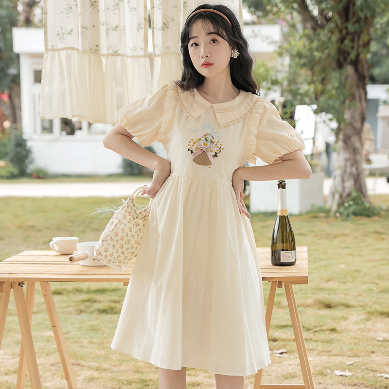 Sweet princess summer doll collar embroidery dress
