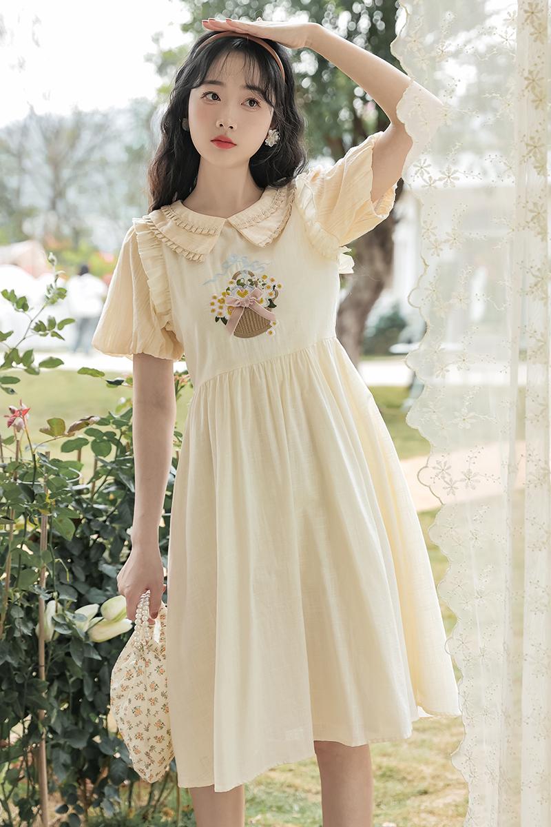 Sweet princess summer doll collar embroidery dress