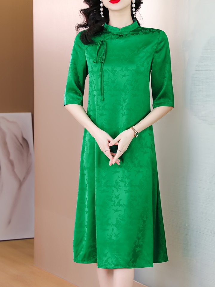 Summer real silk temperament Chinese style jacquard dress