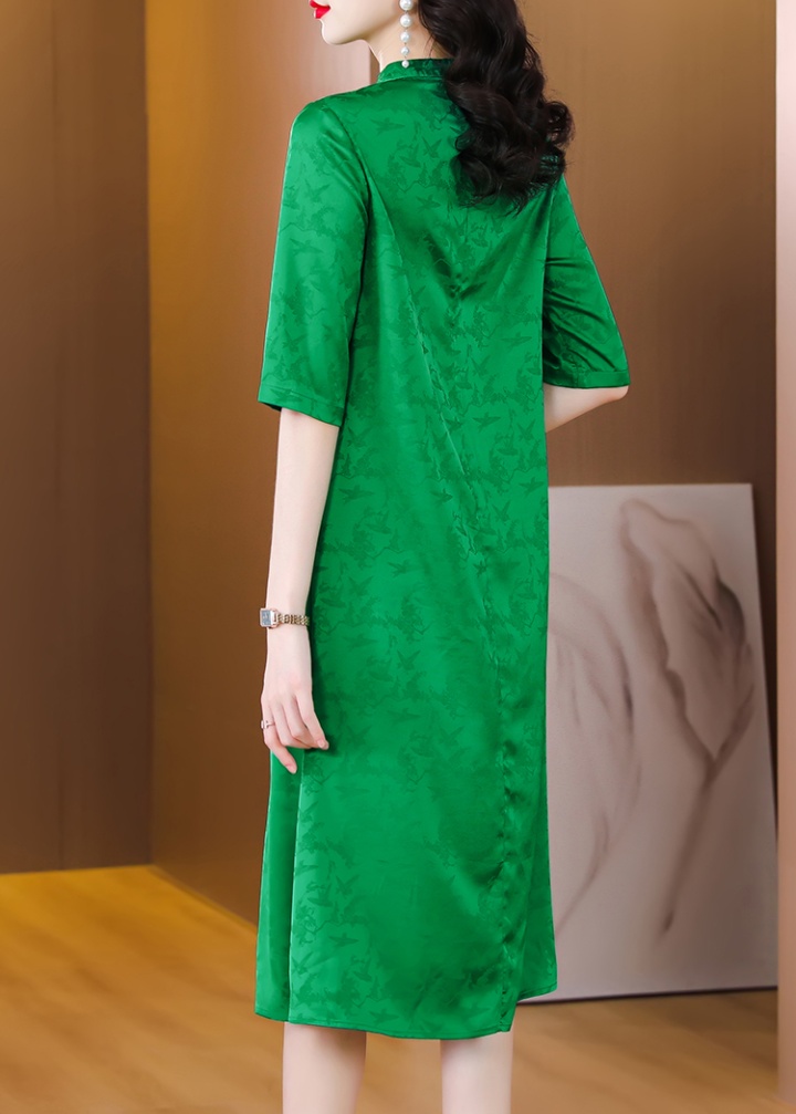 Summer real silk temperament Chinese style jacquard dress