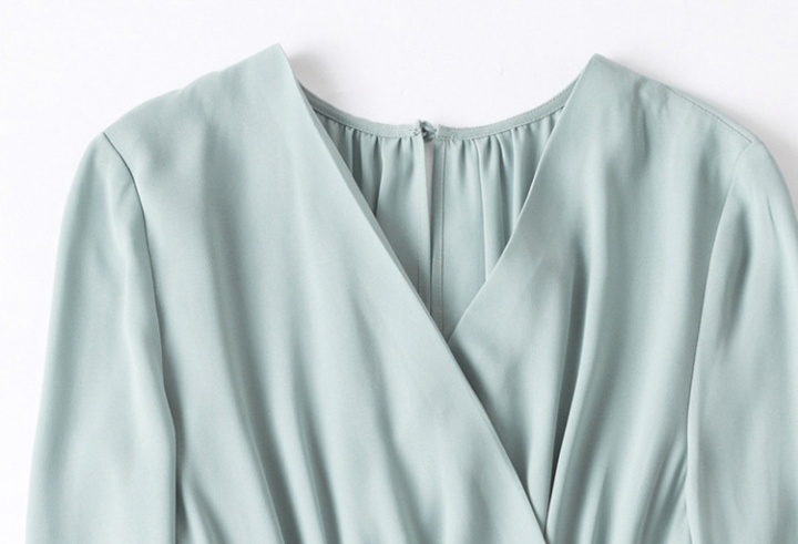 Long sleeve long V-neck chiffon spring loose dress for women