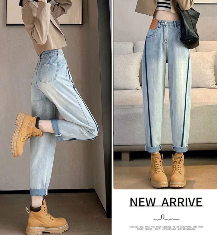 High waist harem pants light color carrot pants for women