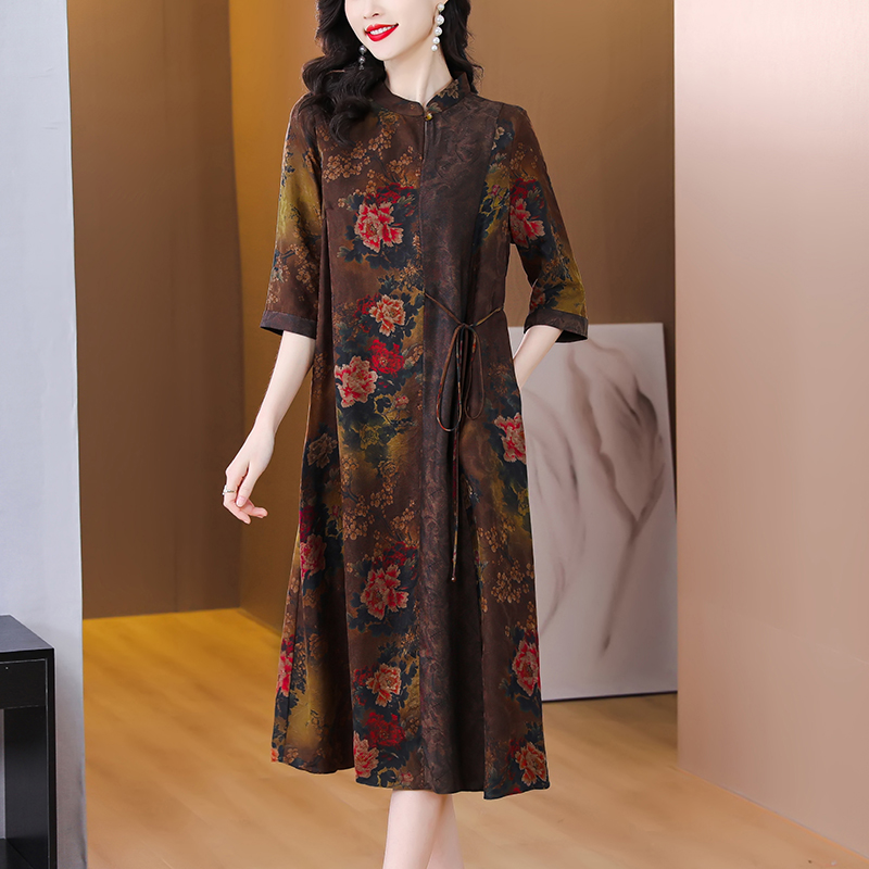 Spring and summer silk temperament dress for women