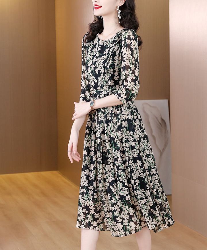 Silk frenum spring slim real silk dress for women