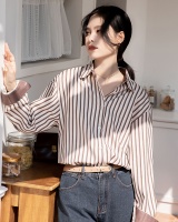 Spring long sleeve tops stripe shirt for women