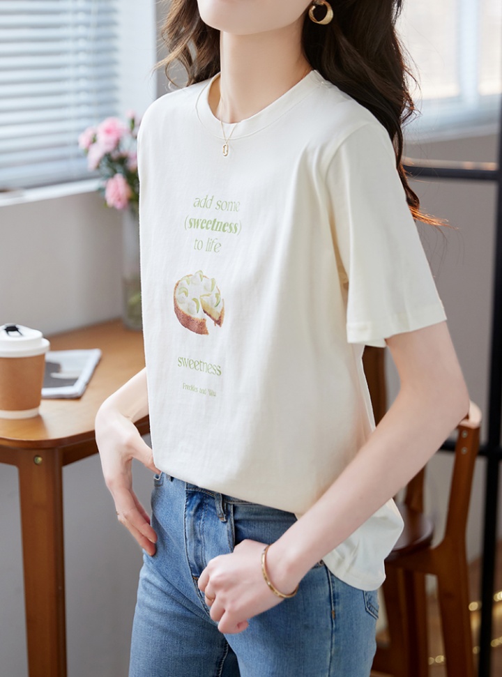 Knitted printing tops summer T-shirt for women