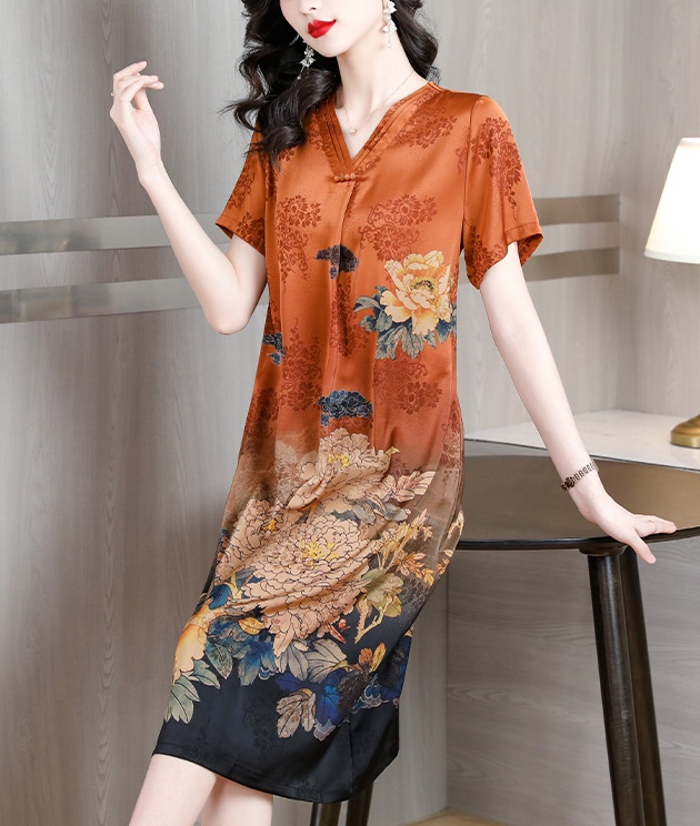 Fashion colors jacquard loose exceed knee summer dress