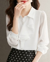 Unique sweet tops lotus leaf collar shirt for women