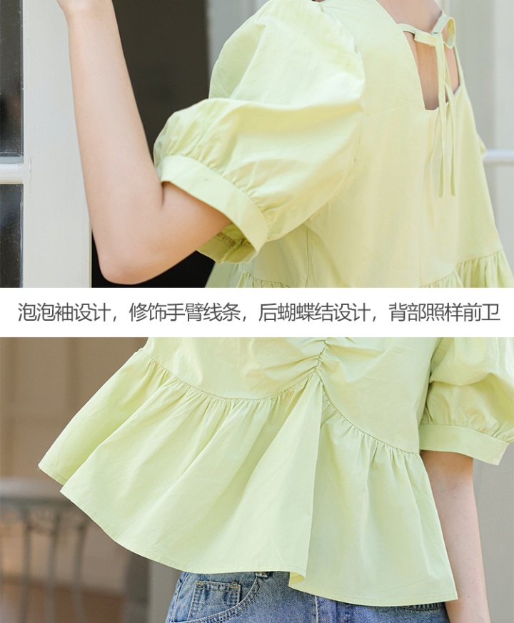 Loose summer short sleeve tops sweet green shirt