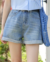 All-match slim simple crimping blue Casual short jeans