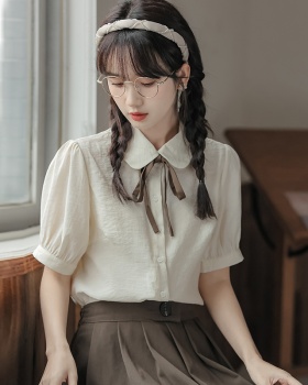 Sweet summer doll collar short sleeve bow frenum shirt
