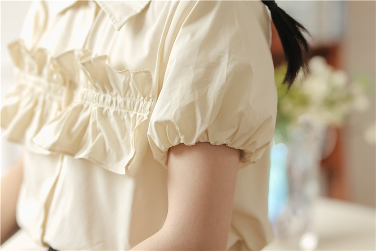Doll collar short sleeve puff sleeve summer shirt
