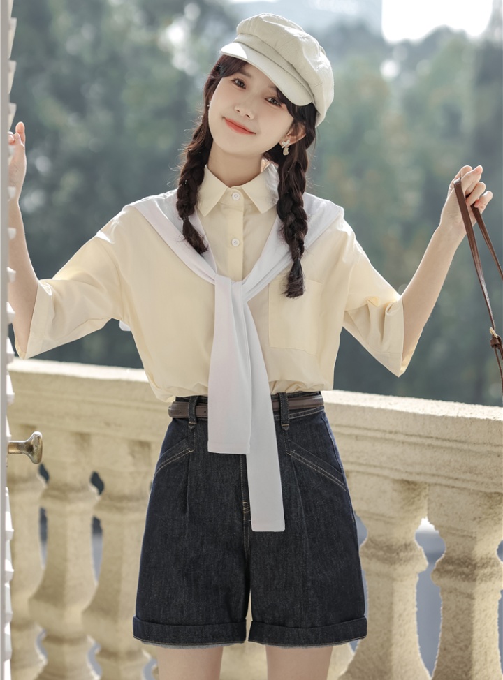 Short sleeve removable shirt simple summer shawl for women