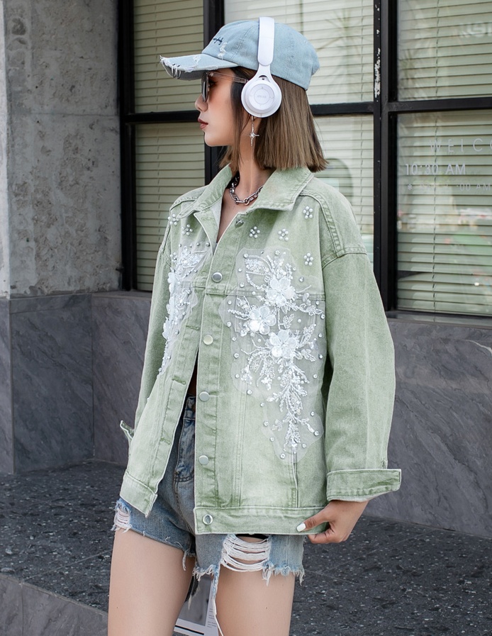 Embroidery spring coat retro Casual jacket for women