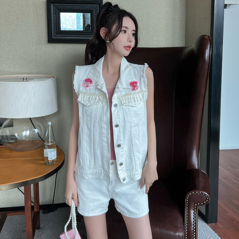 Fashion loose vest Korean style denim waistcoat for women