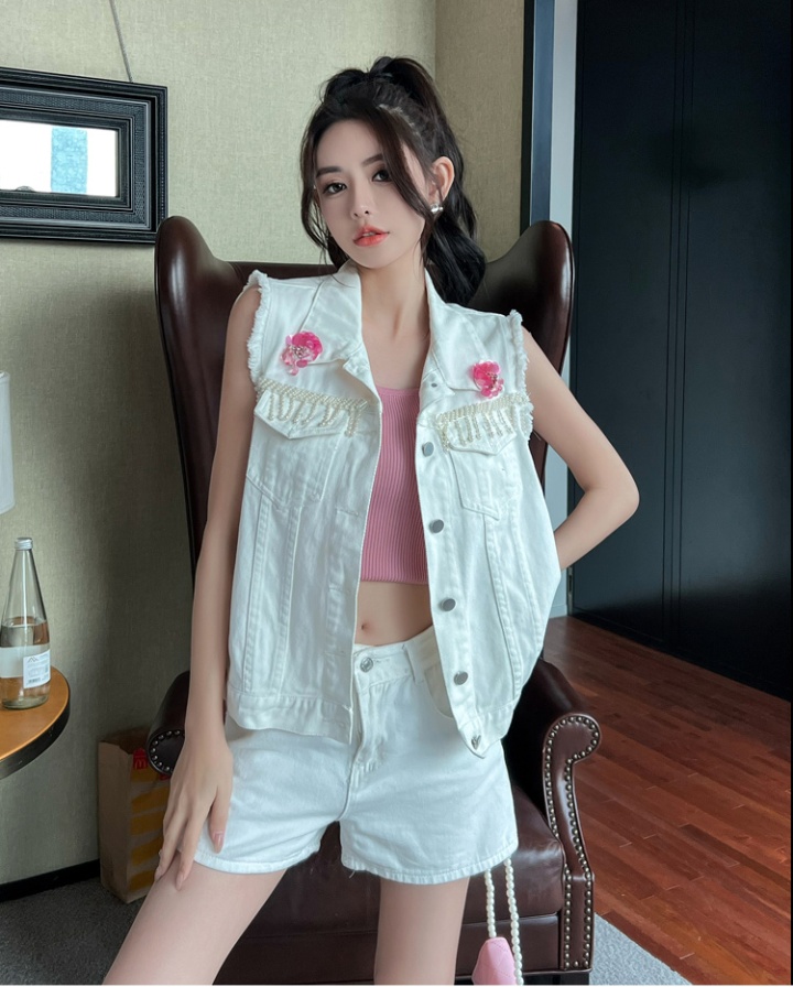 Fashion loose vest Korean style denim waistcoat for women