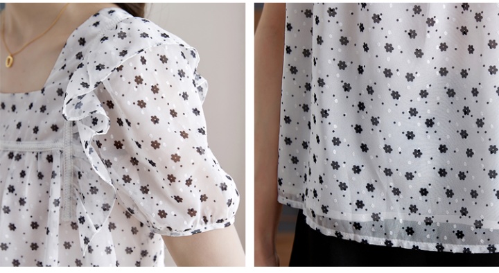 Floral tops summer chiffon shirt for women