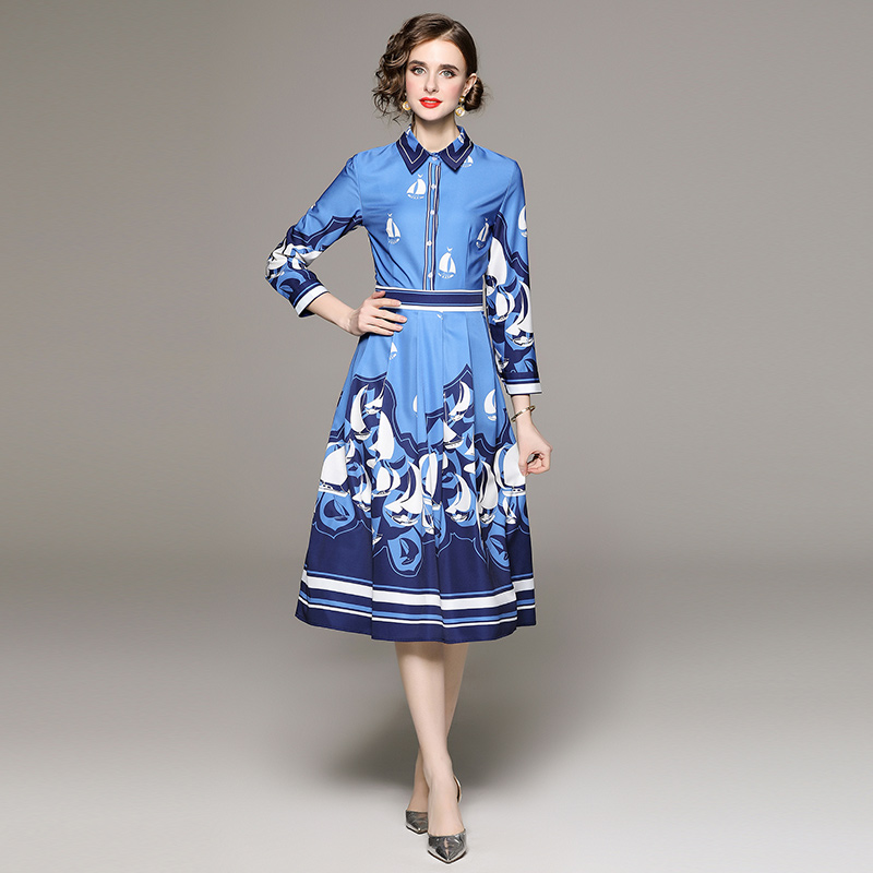 Fashion European style all-match printing dress