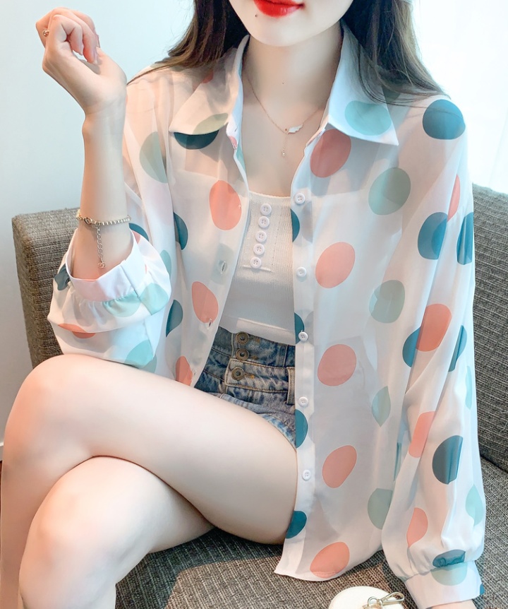 Summer Korean style sun shirt polka dot cardigan