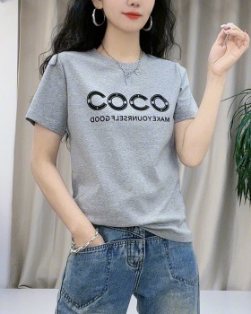 Pure cotton short tops summer T-shirt for women