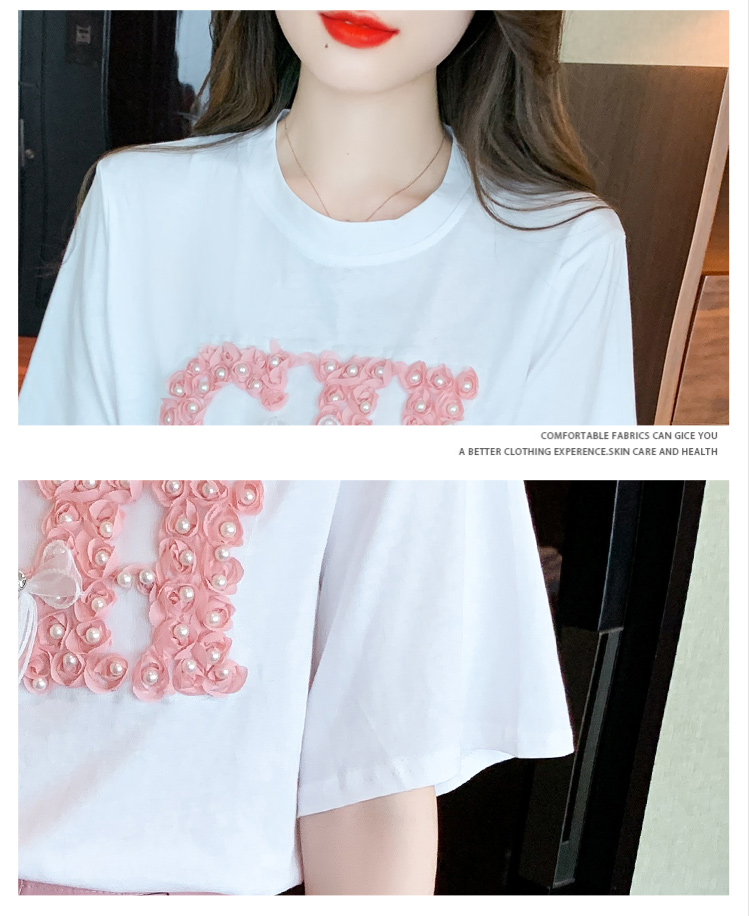 Round neck Western style T-shirt pure cotton tops