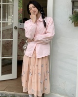 France style short skirt floral shirt 2pcs set