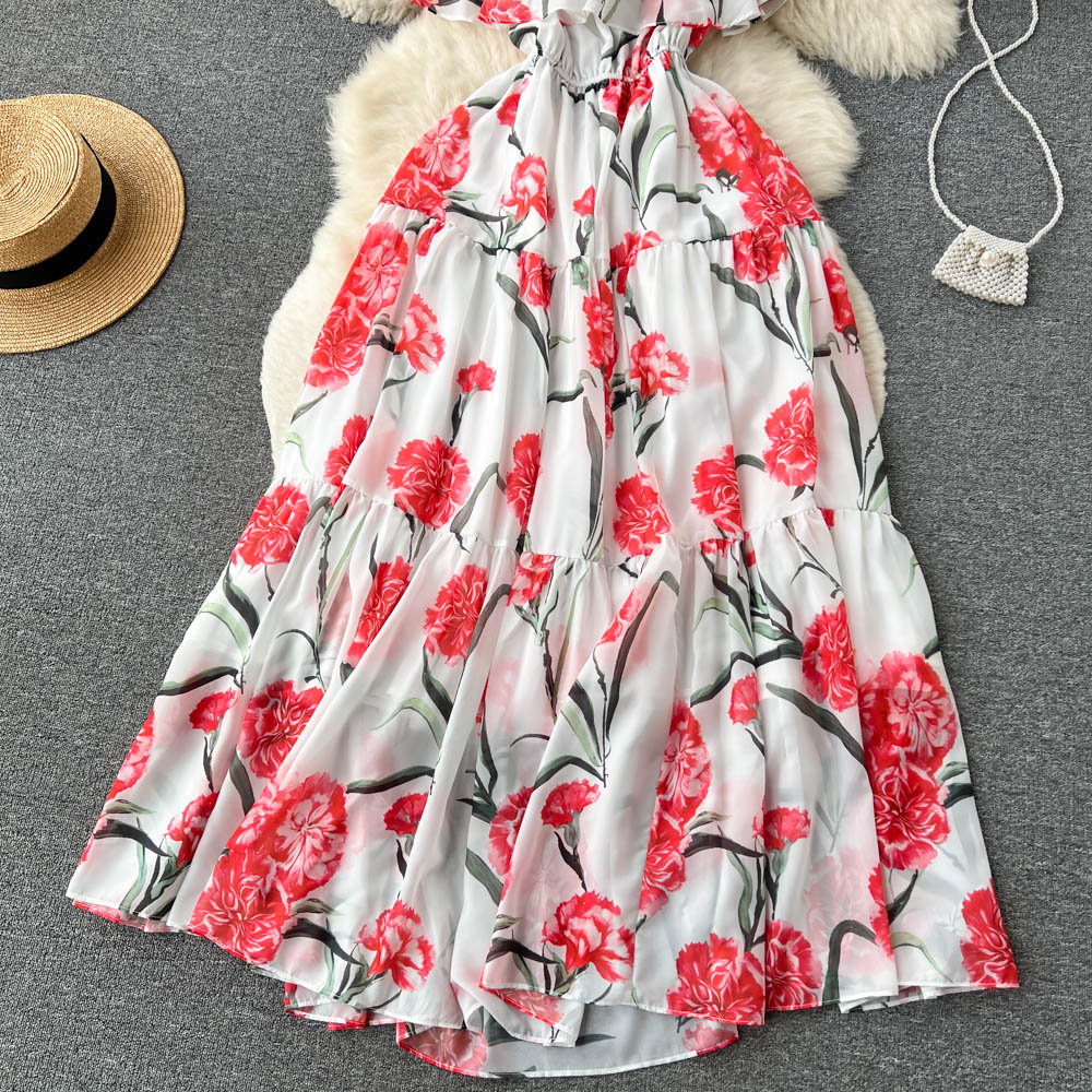 Retro dress vacation long dress for women