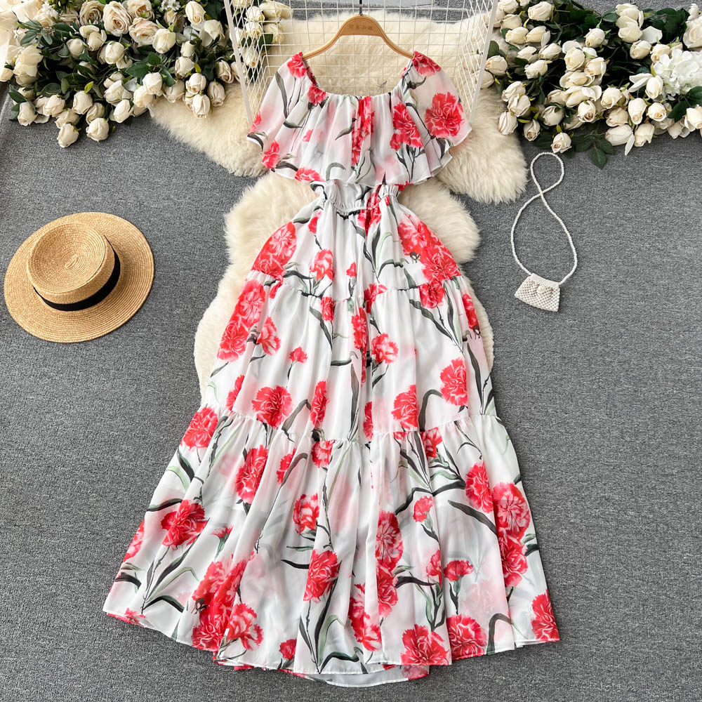 Retro dress vacation long dress for women