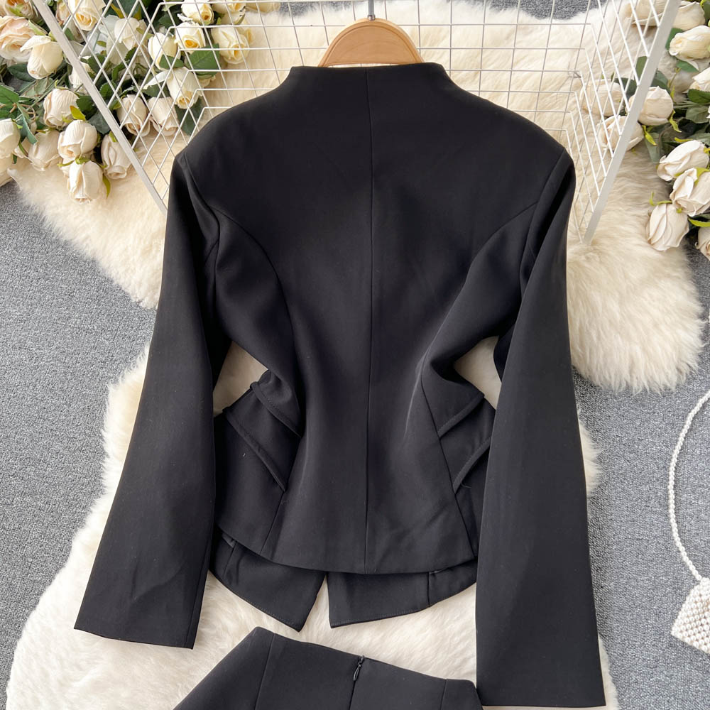 Package hip coat long sleeve skirt 2pcs set for women