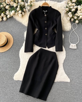 Package hip coat long sleeve skirt 2pcs set for women