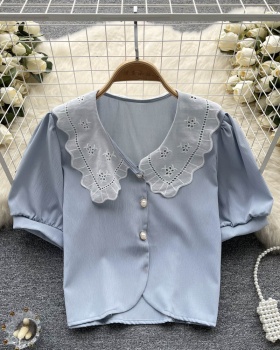 Sweet Korean style tops short maiden shirt for women