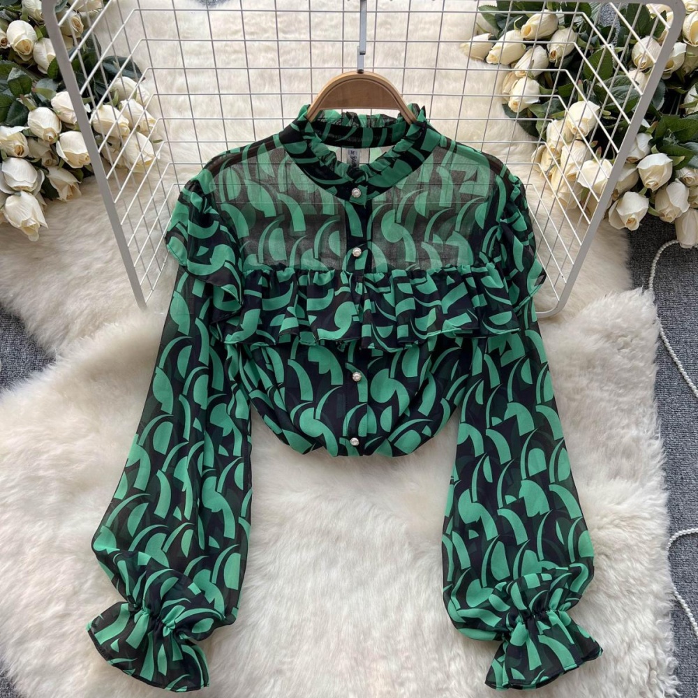 Splice lotus leaf edges shirt for women