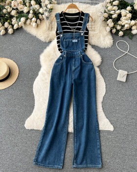 Sleeveless vest fashion bib pants 2pcs set for women
