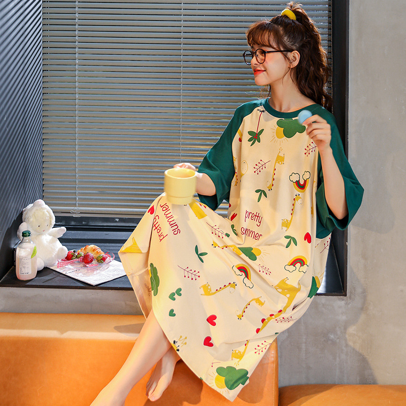 Lovely summer night dress spring and autumn pajamas for women