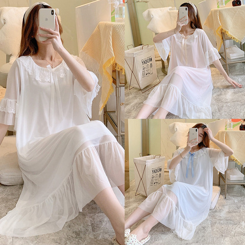 Sweet lace pajamas lady lovely night dress for women