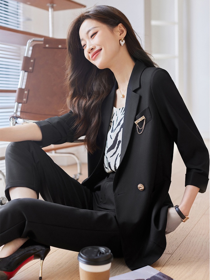 Short sleeve spring coat slim business suit a set for women