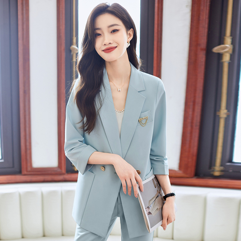 Short sleeve spring coat slim business suit a set for women