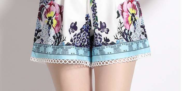 Printing shirt wide leg pants 2pcs set for women