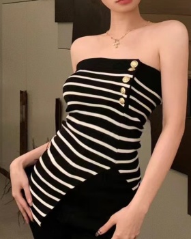 Sleeveless sexy tops stripe bottoming shirt for women