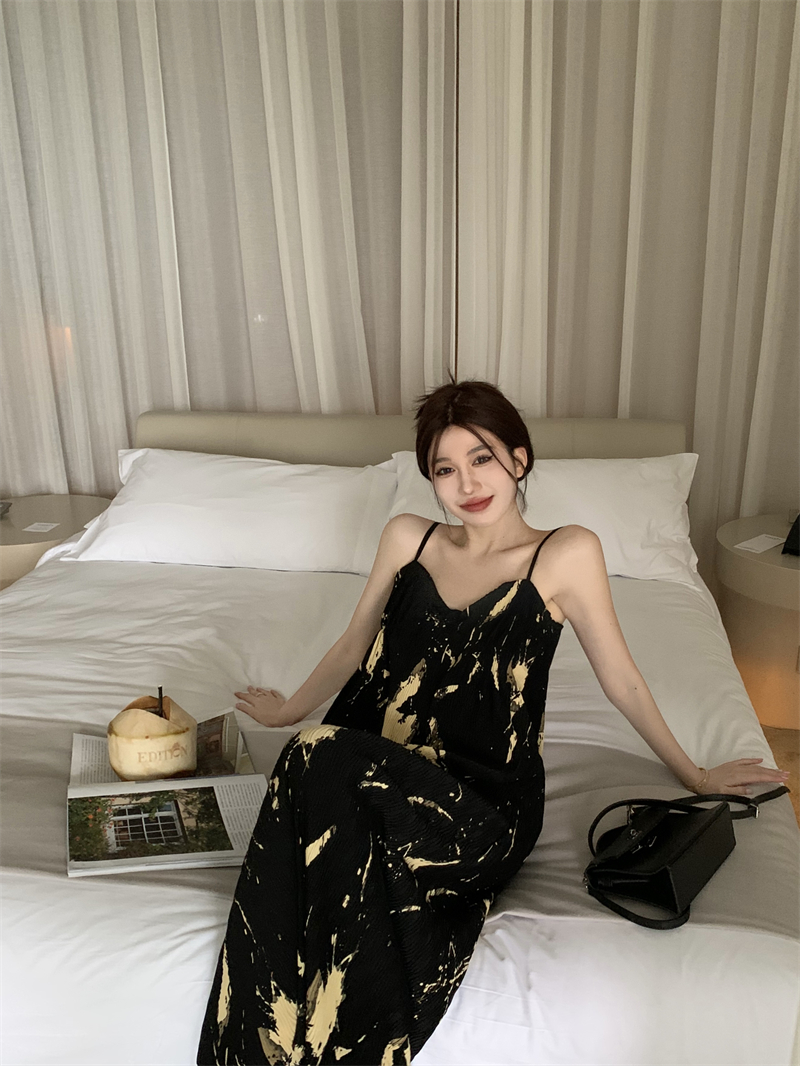 Ink France style jumpsuit vacation long dress for women